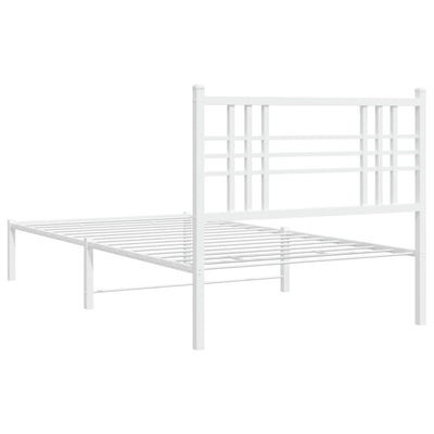 Metal Bed Frame with Headboard White 100x190 cm