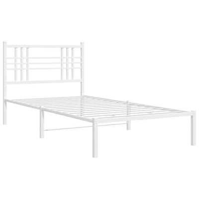 Metal Bed Frame with Headboard White 100x200 cm