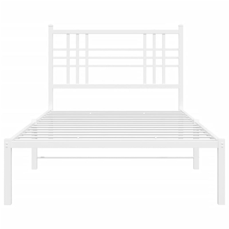 Metal Bed Frame with Headboard White 107x203 cm