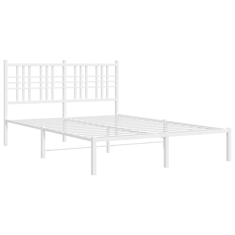 Metal Bed Frame with Headboard White 120x190 cm Small Double