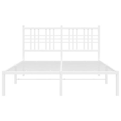 Metal Bed Frame with Headboard White 120x190 cm Small Double