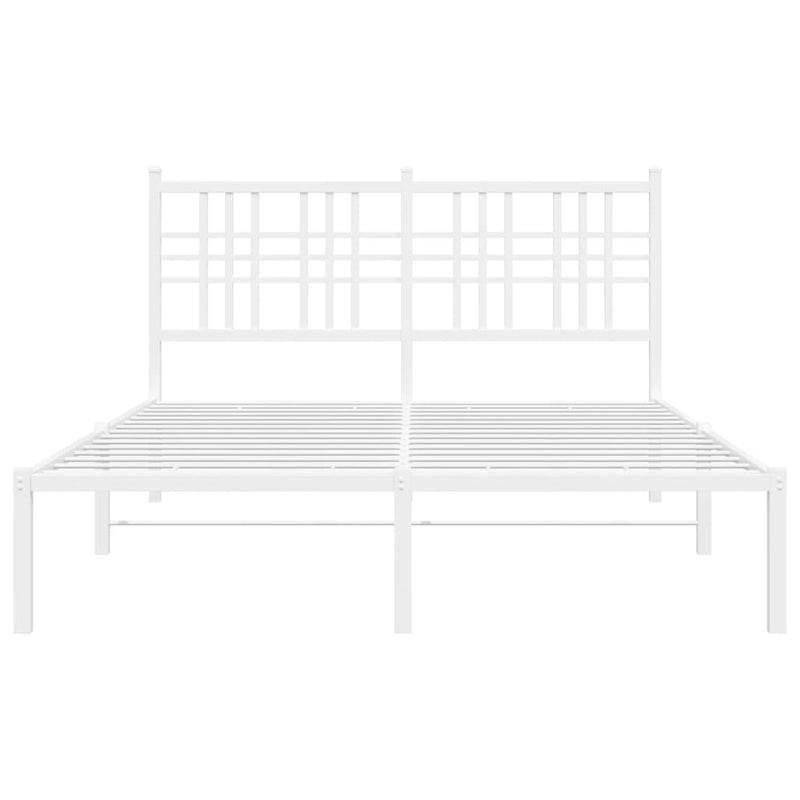 Metal Bed Frame with Headboard White 120x190 cm Small Double