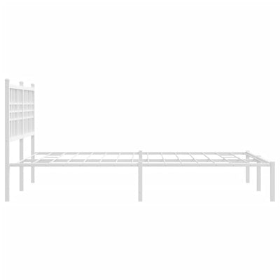 Metal Bed Frame with Headboard White 120x190 cm Small Double