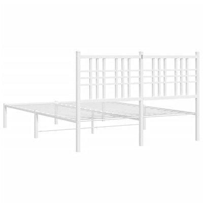 Metal Bed Frame with Headboard White 120x190 cm Small Double