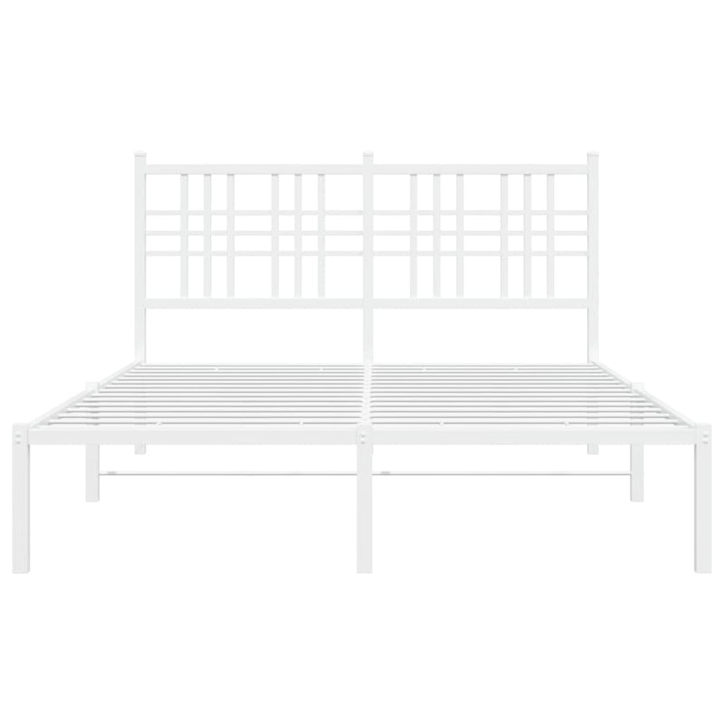 Metal Bed Frame with Headboard White 140x190 cm