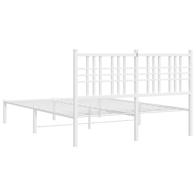 Metal Bed Frame with Headboard White 140x190 cm