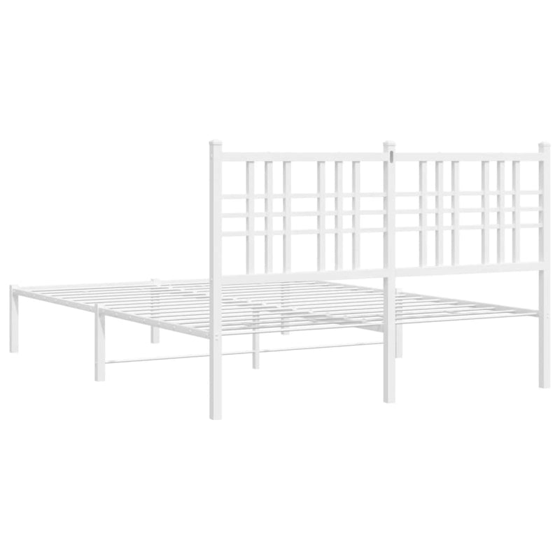 Metal Bed Frame with Headboard White 140x190 cm