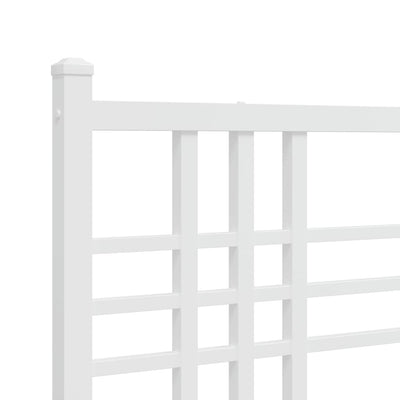 Metal Bed Frame with Headboard White 140x190 cm