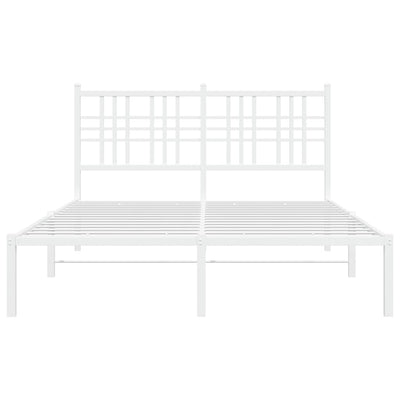 Metal Bed Frame with Headboard White 140x200 cm