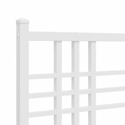 Metal Bed Frame with Headboard White 140x200 cm