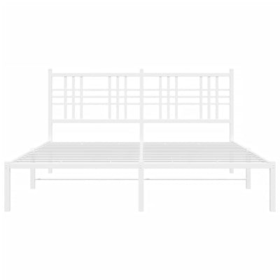 Metal Bed Frame with Headboard White 150x200 cm King Size