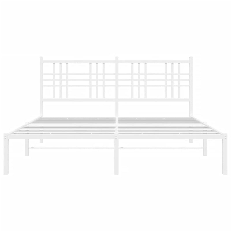 Metal Bed Frame with Headboard White 150x200 cm King Size