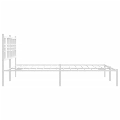 Metal Bed Frame with Headboard White 150x200 cm King Size