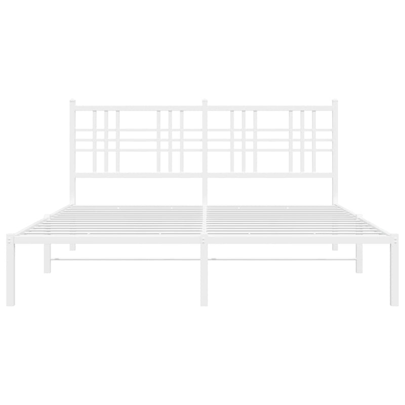 Metal Bed Frame with Headboard White 160x200 cm