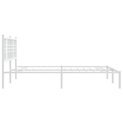 Metal Bed Frame with Headboard White 160x200 cm