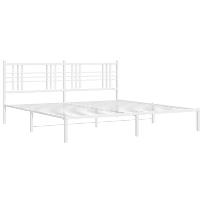 Metal Bed Frame with Headboard White 183x213 cm