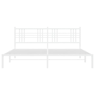 Metal Bed Frame with Headboard White 183x213 cm