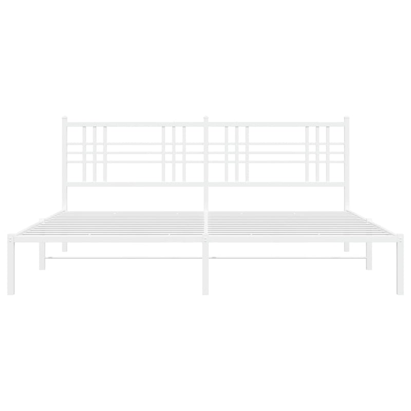 Metal Bed Frame with Headboard White 183x213 cm