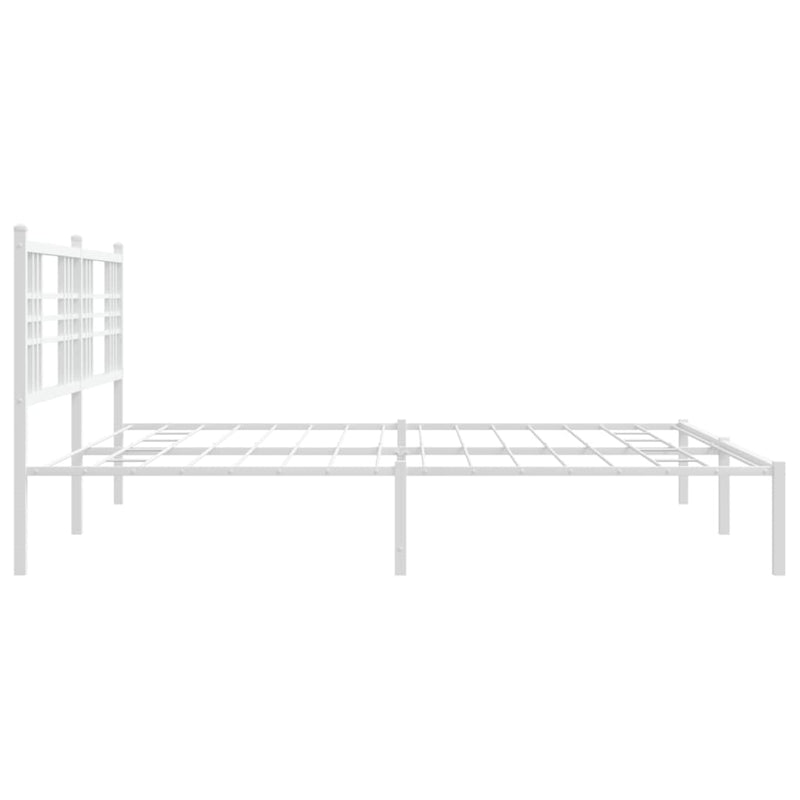 Metal Bed Frame with Headboard White 183x213 cm