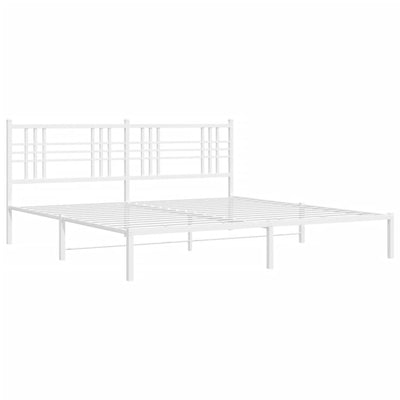 Metal Bed Frame with Headboard White 200x200 cm