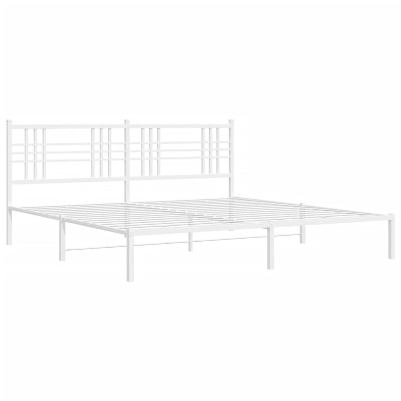 Metal Bed Frame with Headboard White 200x200 cm