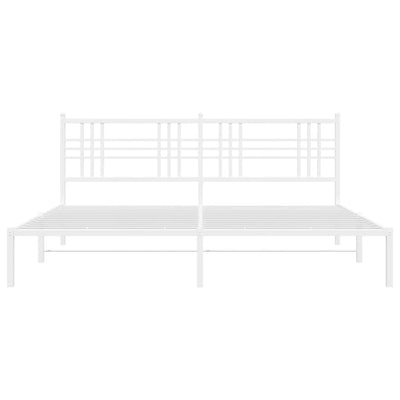 Metal Bed Frame with Headboard White 200x200 cm