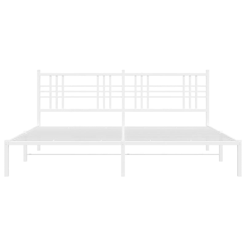 Metal Bed Frame with Headboard White 200x200 cm