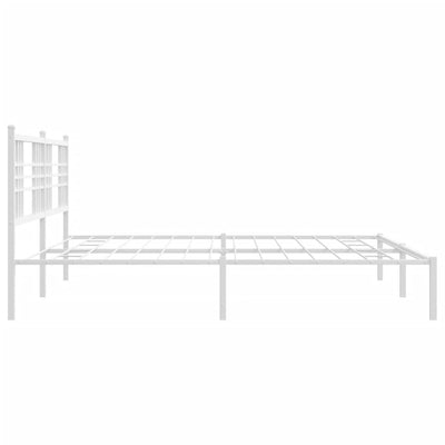 Metal Bed Frame with Headboard White 200x200 cm