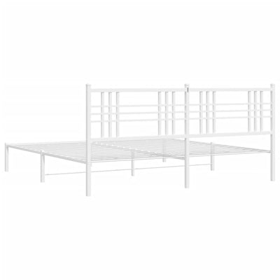 Metal Bed Frame with Headboard White 200x200 cm