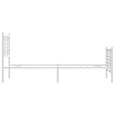 Metal Bed Frame with Headboard and Footboard White 75x190 cm Small Single