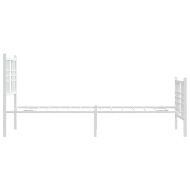 Metal Bed Frame with Headboard and Footboard White 75x190 cm Small Single