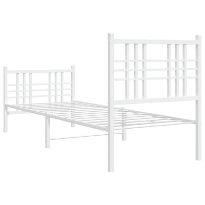 Metal Bed Frame with Headboard and Footboard White 75x190 cm Small Single