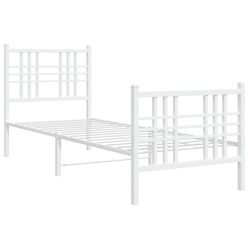 Metal Bed Frame with Headboard and Footboard White 80x200 cm