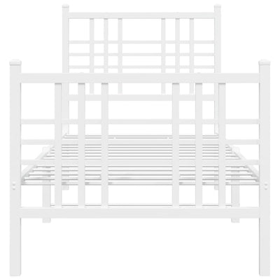 Metal Bed Frame with Headboard and Footboard White 80x200 cm