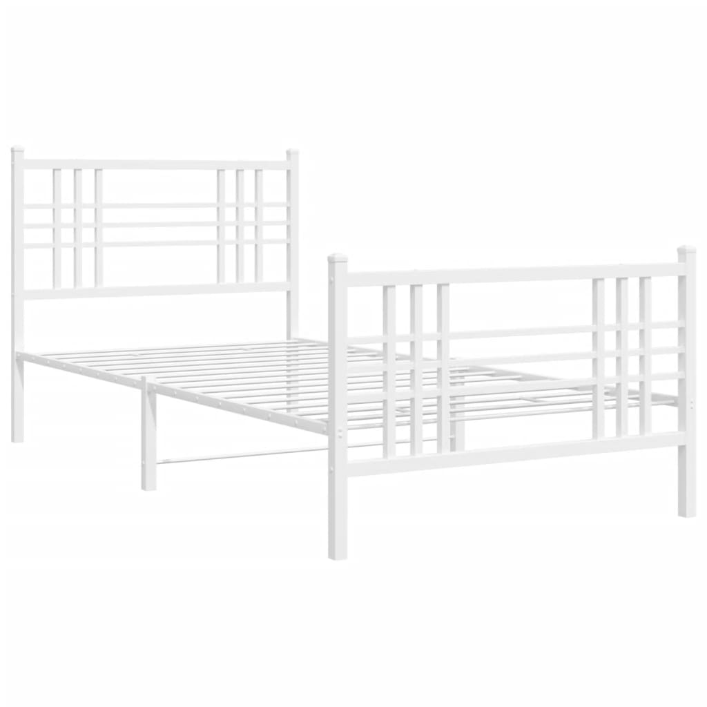 vidaXL Metal Bed Frame without Mattress with Footboard White 90x190cm 3