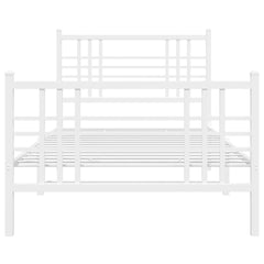 vidaXL Metal Bed Frame without Mattress with Footboard White 90x190cm 4