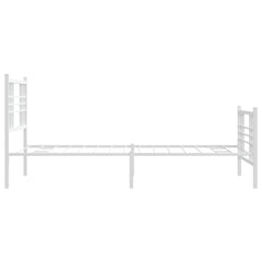 vidaXL Metal Bed Frame without Mattress with Footboard White 90x190cm 5