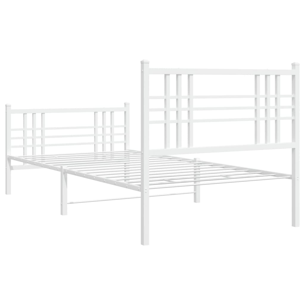 vidaXL Metal Bed Frame without Mattress with Footboard White 90x190cm 6