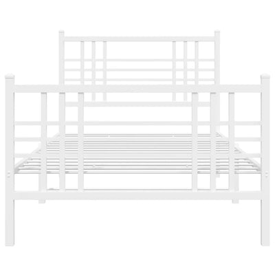 Metal Bed Frame with Headboard and Footboard White 90x200 cm