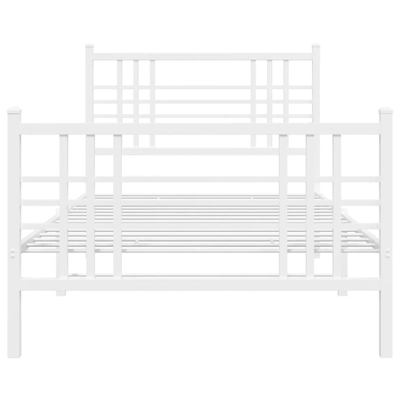 Metal Bed Frame with Headboard and Footboard White 90x200 cm