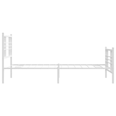 Metal Bed Frame with Headboard and Footboard White 90x200 cm