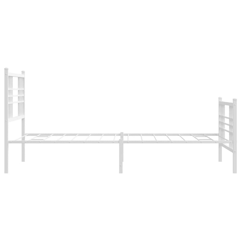 Metal Bed Frame with Headboard and Footboard White 90x200 cm