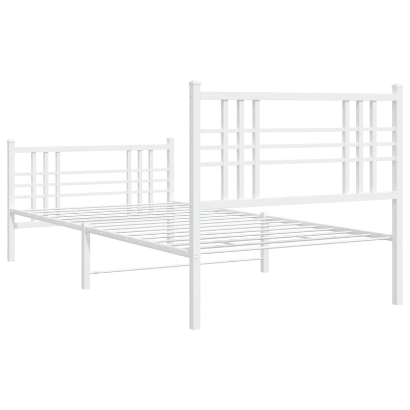 Metal Bed Frame with Headboard and Footboard White 90x200 cm