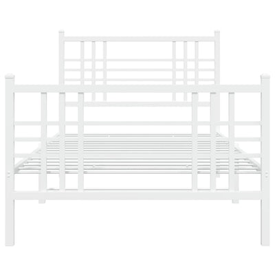 Metal Bed Frame with Headboard and Footboard White 100x200 cm