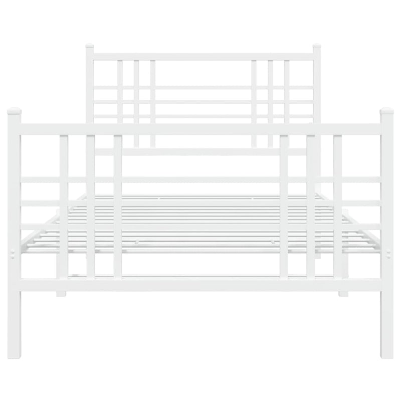 Metal Bed Frame with Headboard and Footboard White 100x200 cm