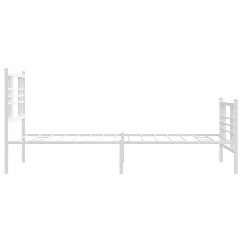 Metal Bed Frame with Headboard and Footboard White 107x203 cm