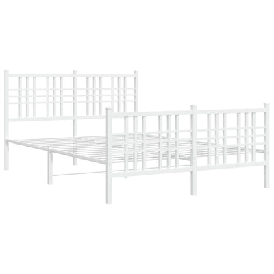 Metal Bed Frame with Headboard and Footboard White 137x190 cm