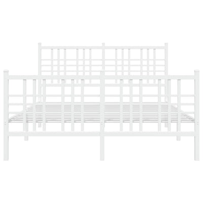 Metal Bed Frame with Headboard and Footboard White 137x190 cm