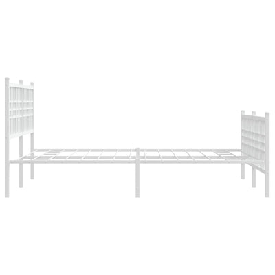 Metal Bed Frame with Headboard and Footboard White 137x190 cm