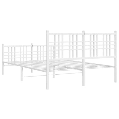 Metal Bed Frame with Headboard and Footboard White 137x190 cm